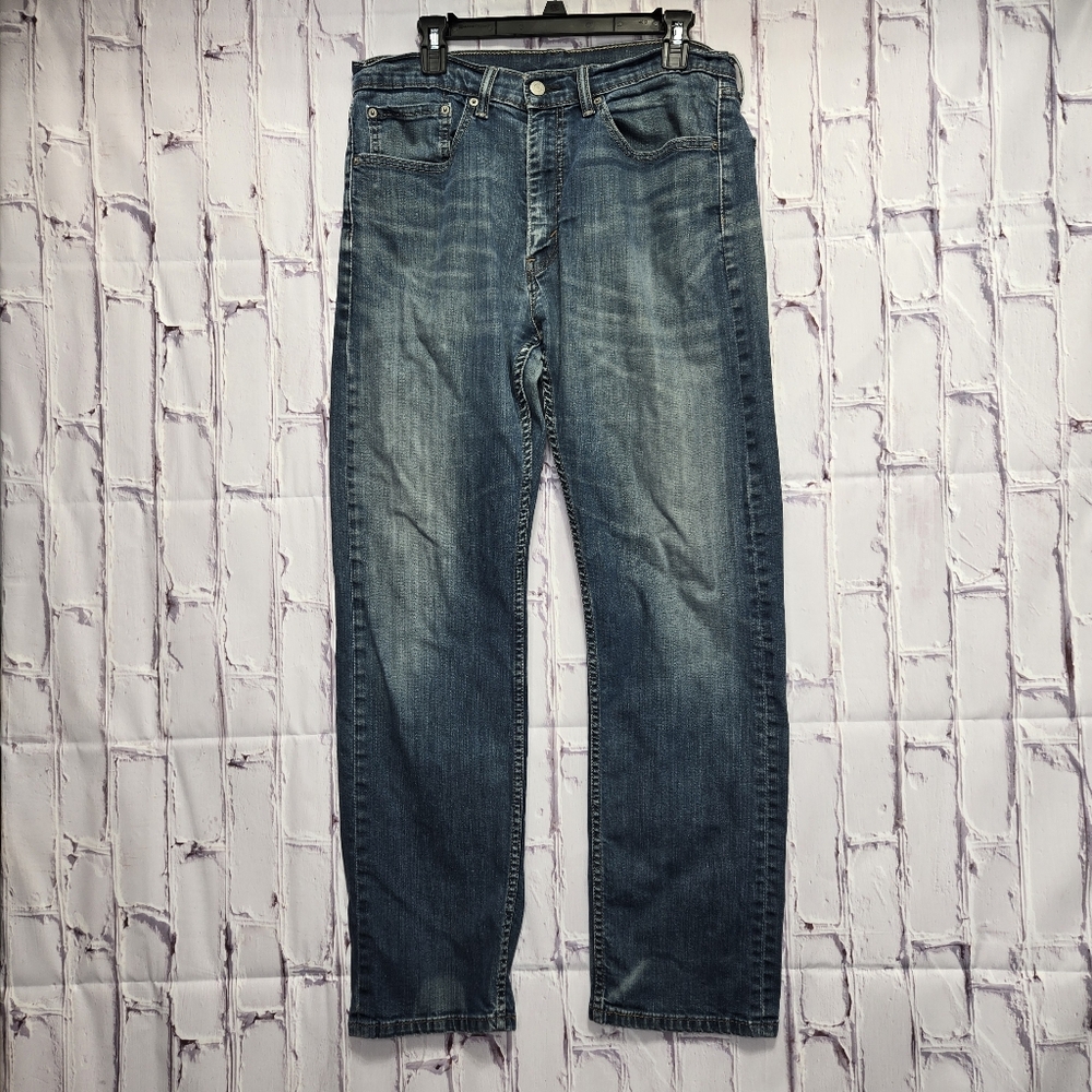 Levi's 505 Denim Blue Jeans Men's Size 34x32 Medium Wash Cotton Straight‎ Leg